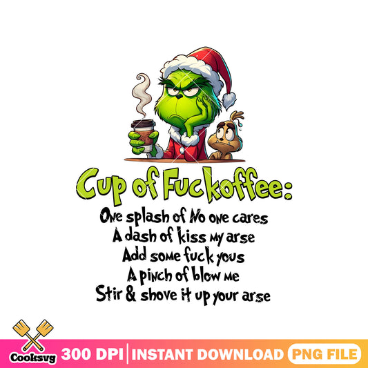 Grinch christmas cup of fuckoffee png, christmas coffee cup​ png