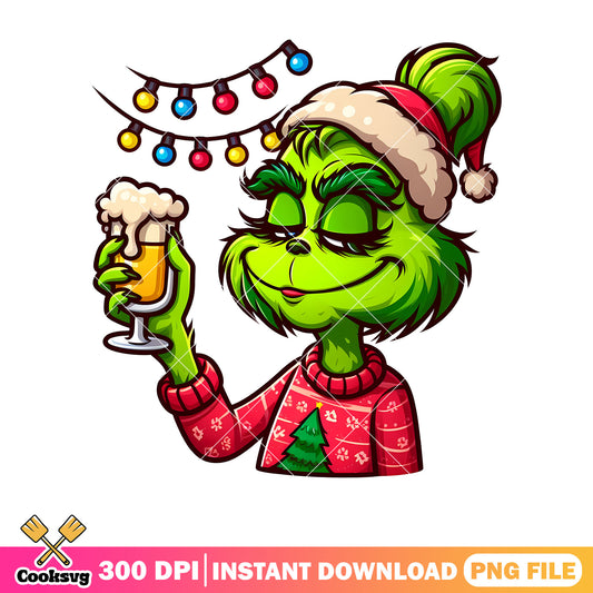 Grinch christmas drink beer png