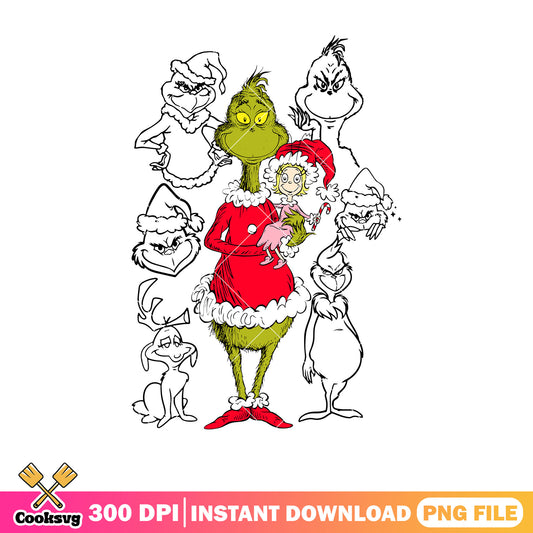 Grinch christmas friends outline png