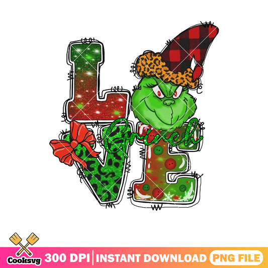 Grinch christmas head love text png, the grinch head​ png