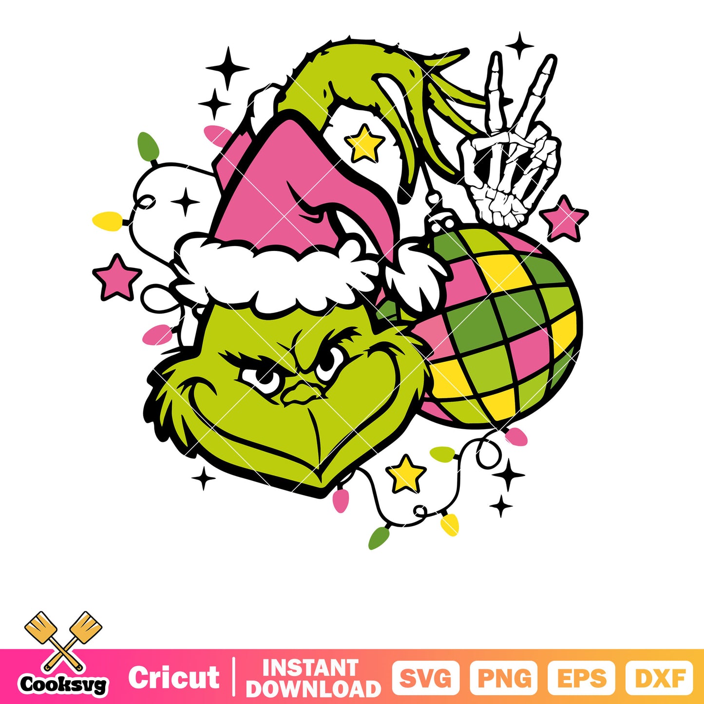 Grinch christmas head pink vibes svg, christmas vibes svg, grinch head svg