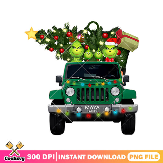 Grinch christmas maya family png, grinch christmas tree png