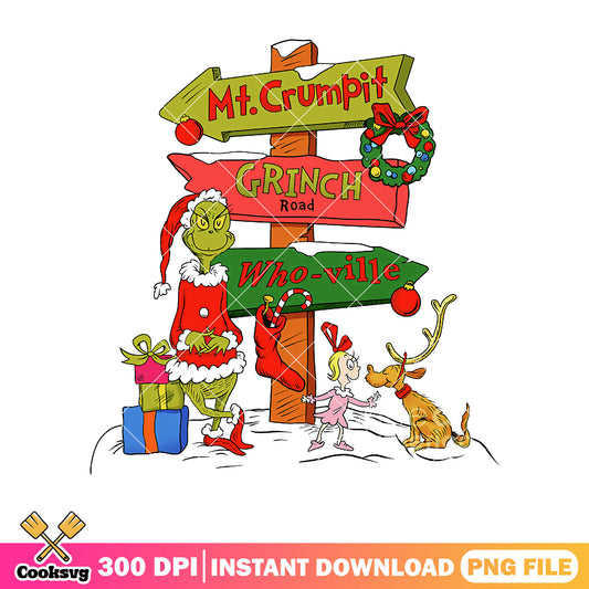 Grinch christmas road sign png