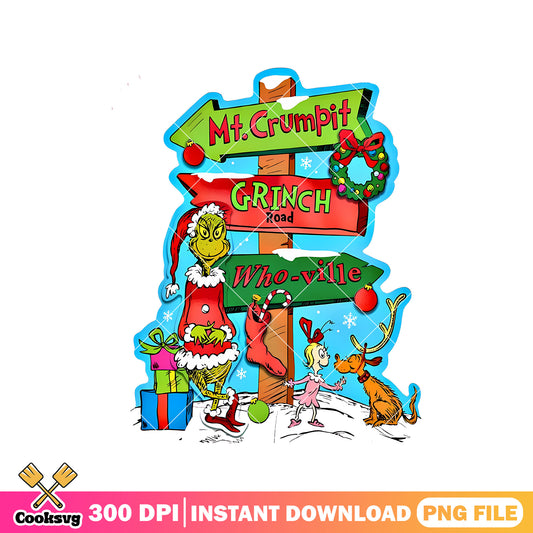 Grinch christmas road to whoville png, whoville grinch​ png