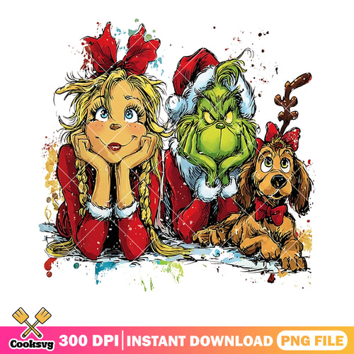 Grinch christmas seasib png, the max dog png, cindy lou who png