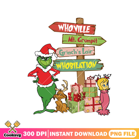 Grinch christmast road to whoville png, grinch and whoville png