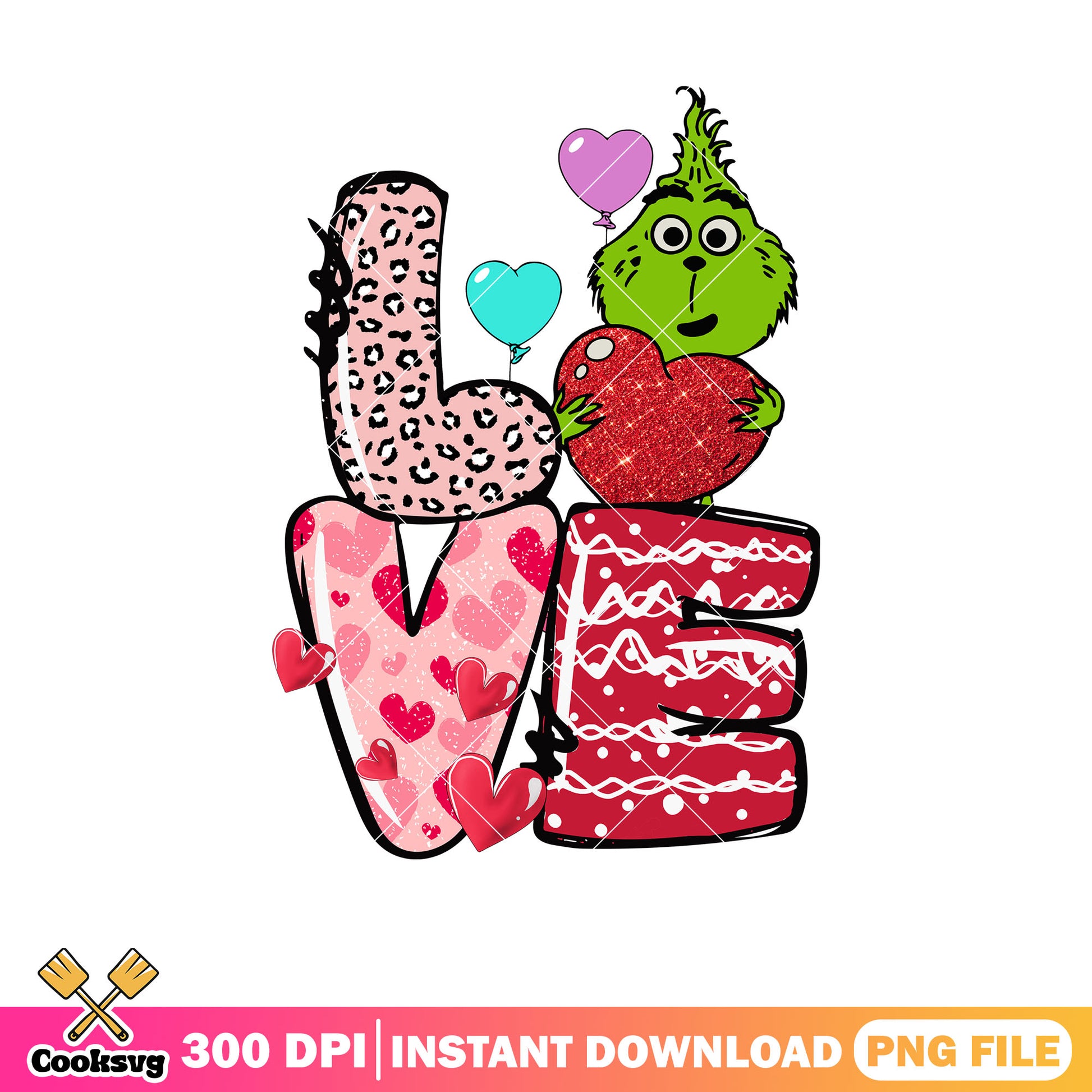 Grinch cute love valentine png, grinch valentine png, grinch baby png