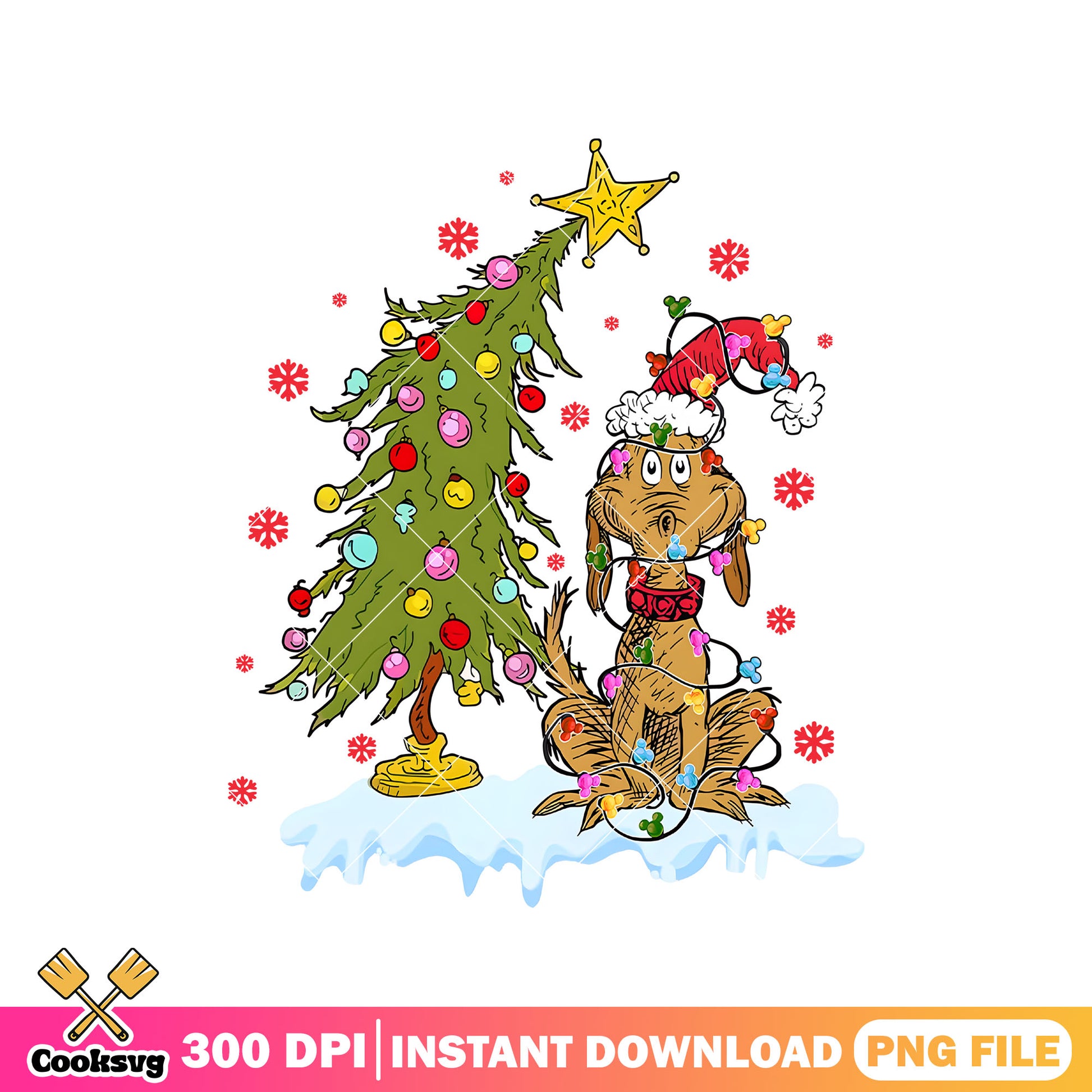 Grinch dog christmas tree png, christmas tree png, the grinch and the dog png