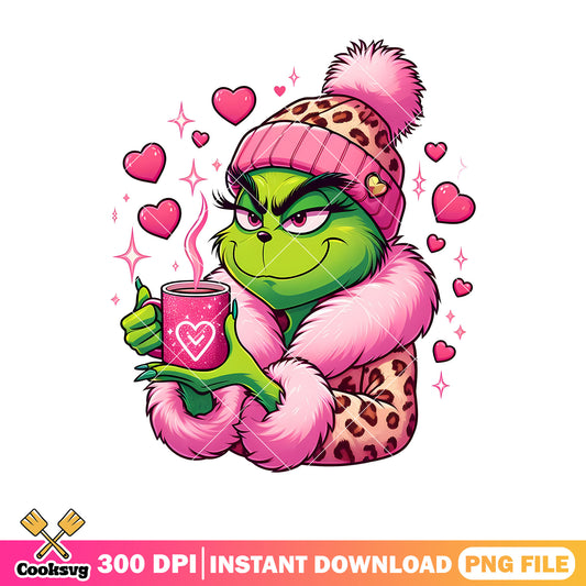 Grinch drink pink christmas png design