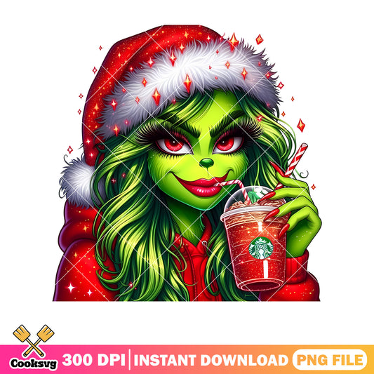 Grinch girl coffee starbucks png
