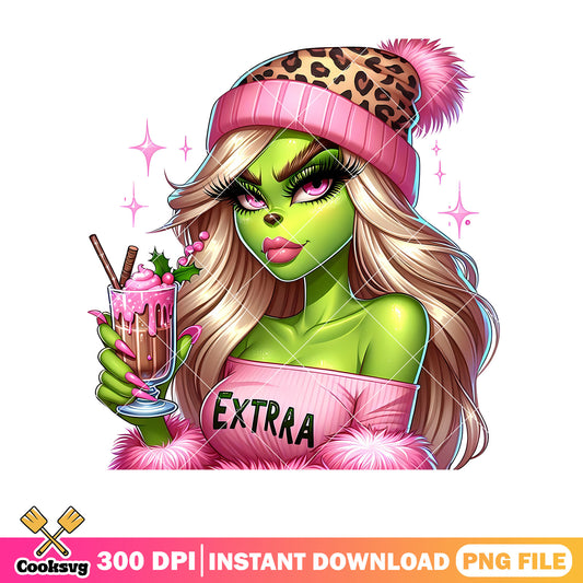Grinch girl pink christmas extra png design