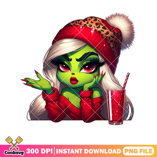Grinch girl red christmas vibe png