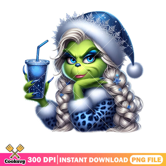 Grinch grandma blue christmas hat png