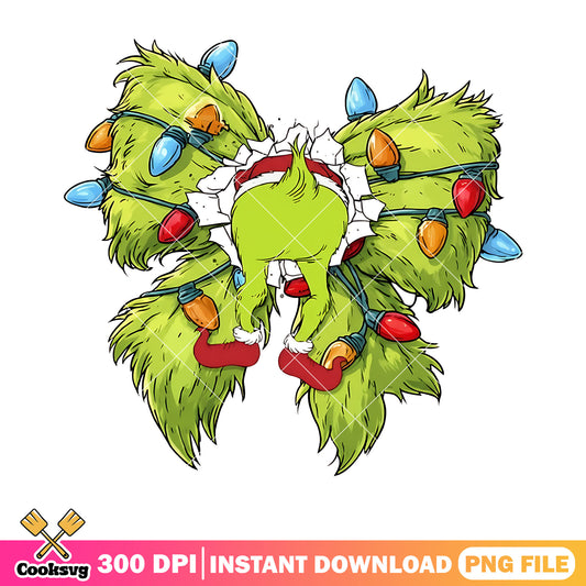 Grinch green but png, christmas stringlight png, merry christmas png