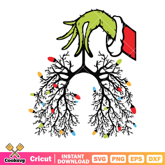 Grinch hand svg, santa claus costume svg, christmas tree svg