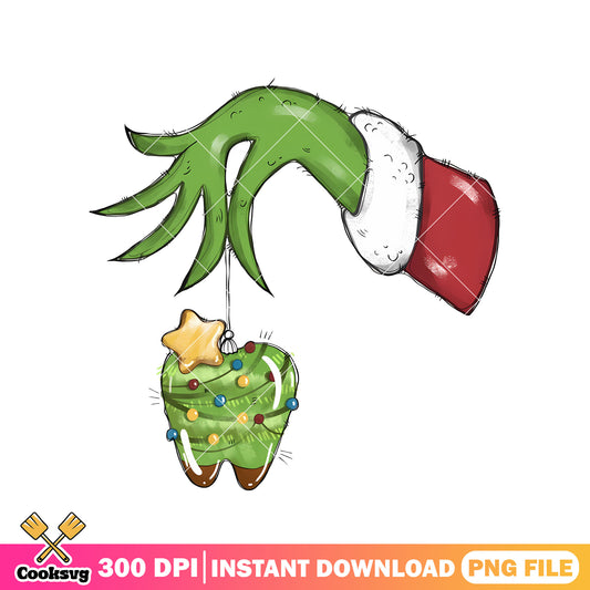 Grinch hand with teeth png, grinch hand png, christmas teeth​ png