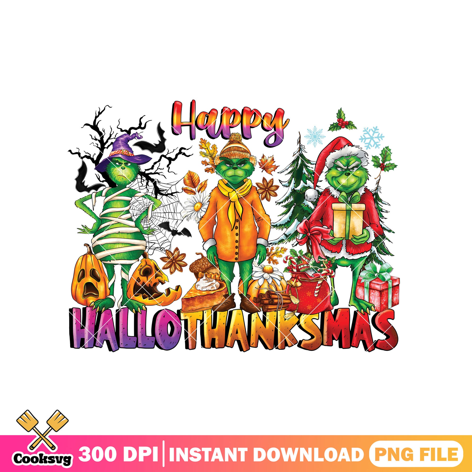 Grinch happy hallothanksmas png, happy hallothanksmas png​