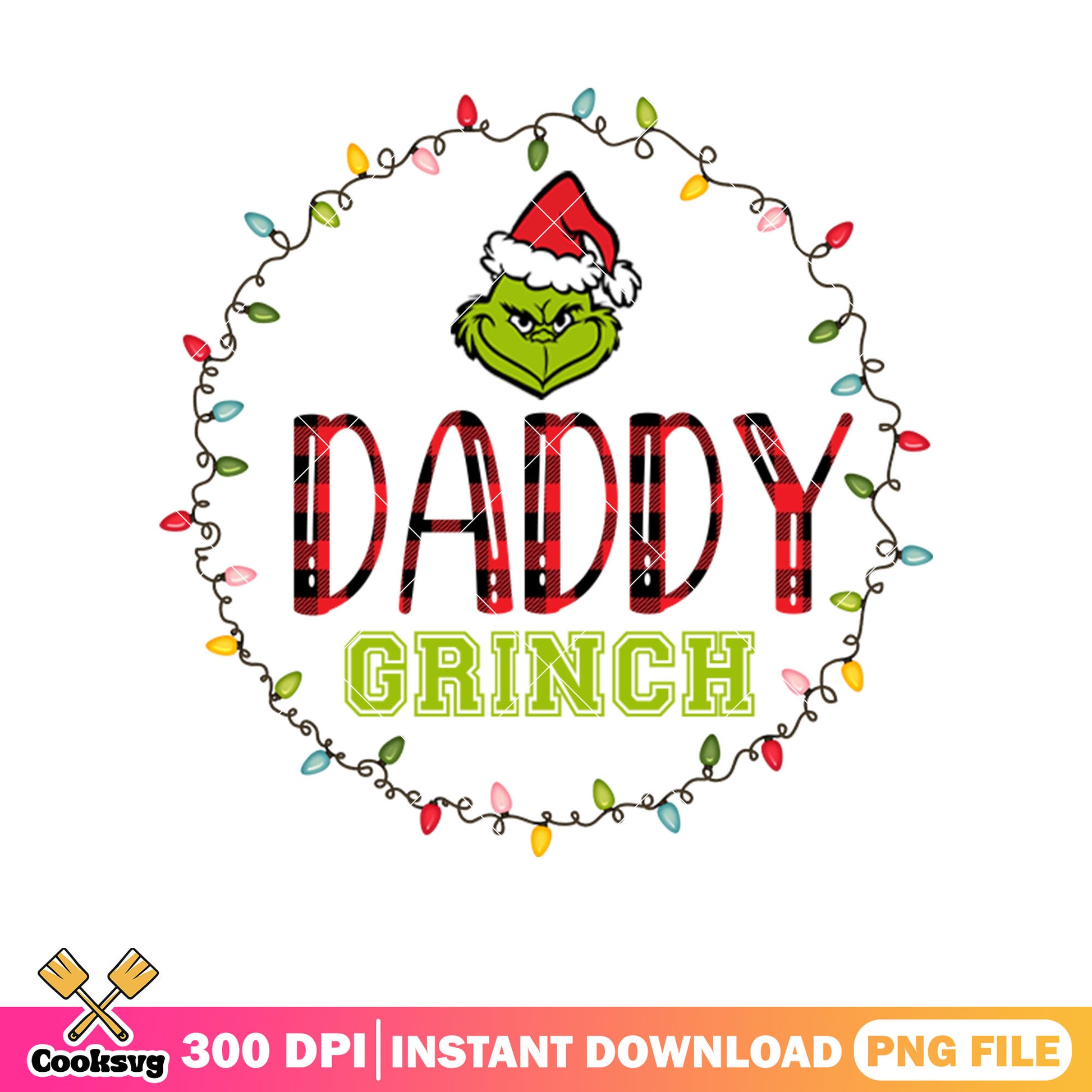 Grinch head christmas lights daddy png, daddy grinch​ png