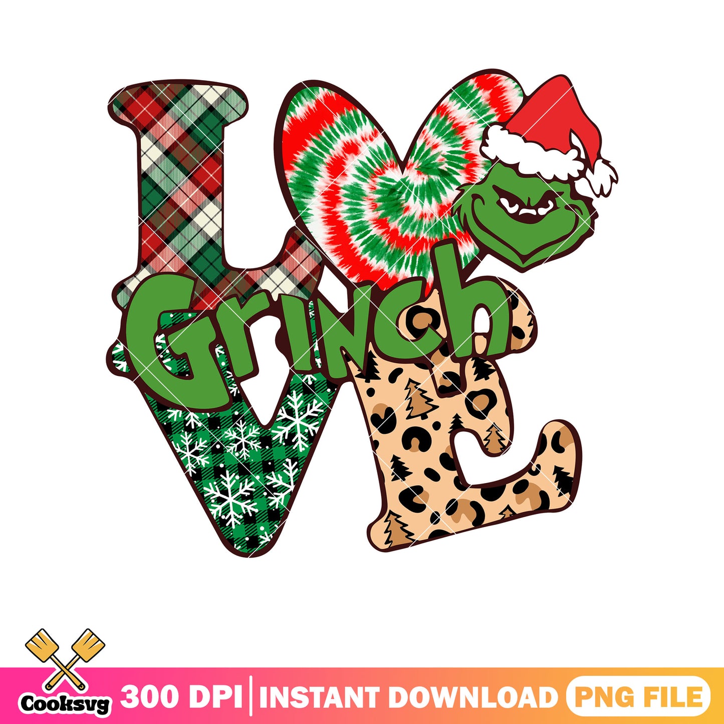 Grinch head christmas love png, grinch head png, love grinch png