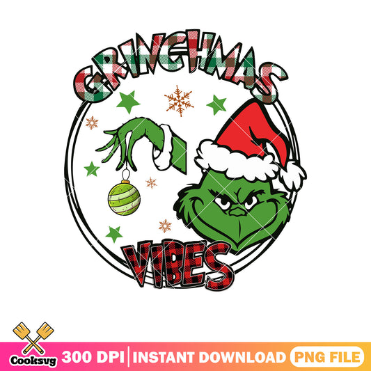 Grinch head circle christmas vibes png, christmas vibes​ png