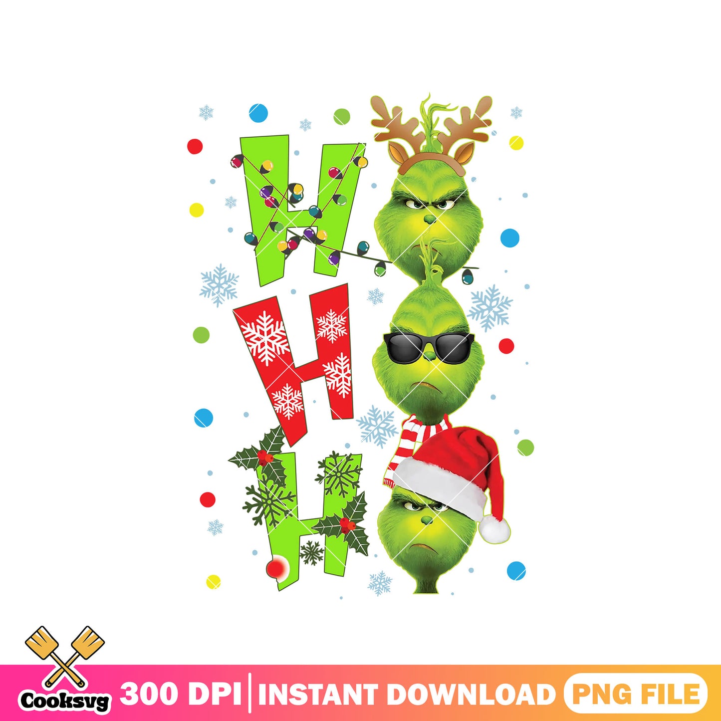 Grinch head hohoho christmas png file, christmas hohoho​ png, grinch head png