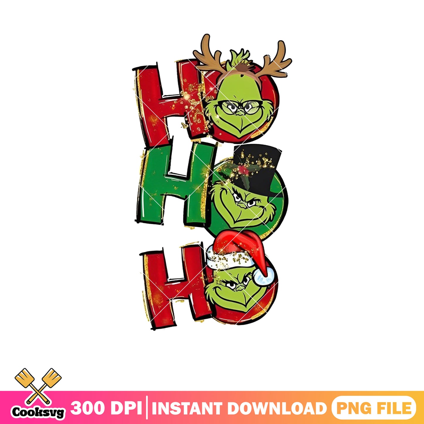 Grinch head hohoho christmas png, grinch head png, hohoho merry christmas​ png