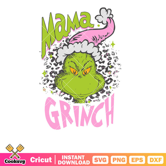 Grinch head mama christmas svg, grinch head svg, grinch mama svg