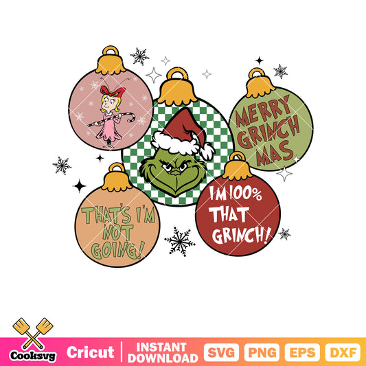 Grinch head merry christmas ball svg