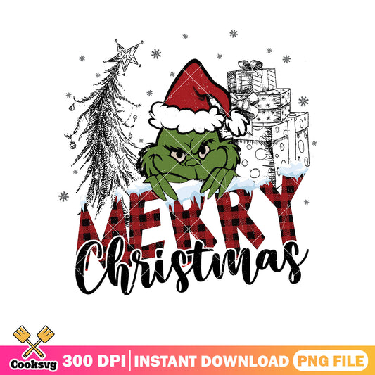 Grinch head tree merry christmas png, the grinch head​ png