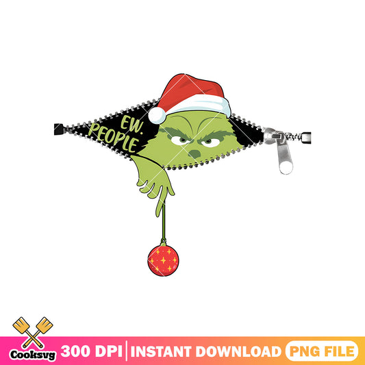 Grinch head zipped ew people png, grinch zip up hoodie​ png, the grinch png