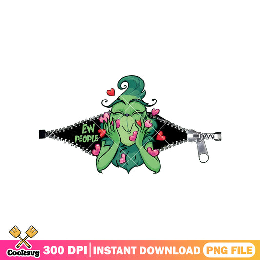 Grinch heart ew people png, grinch zip up hoodie​ png, grinch girl png