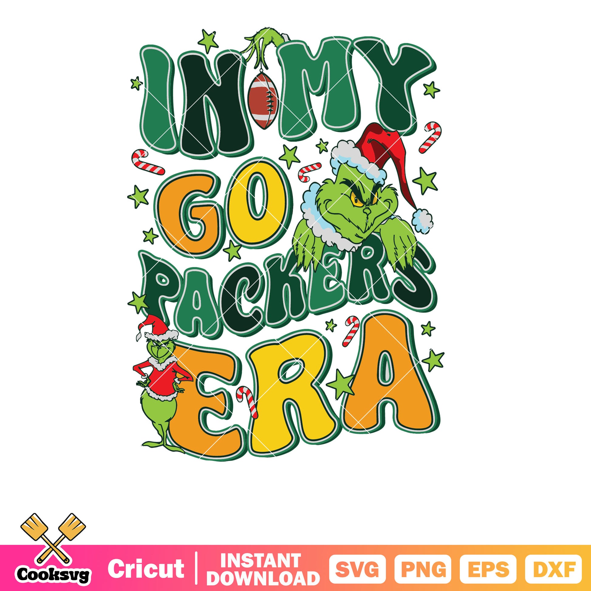 Grinch in my go packers era svg, in my grinch era svg, grinch christmas svg