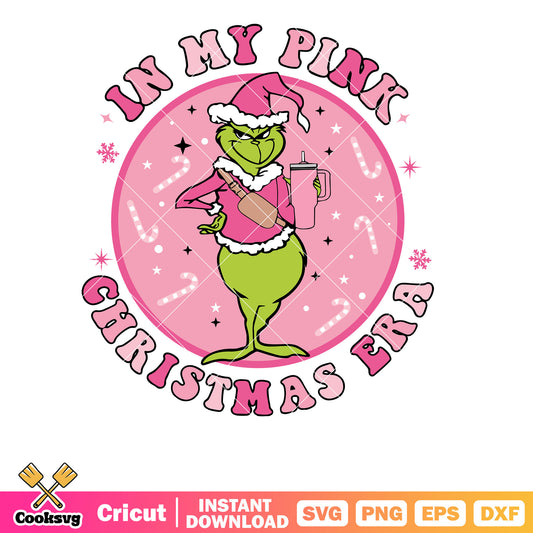 Grinch in my pink christmas era svg design, in my christmas era svg, pink christmas svg