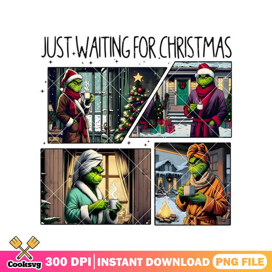 Grinch just waiting for christmas png, christmas grinch​ png