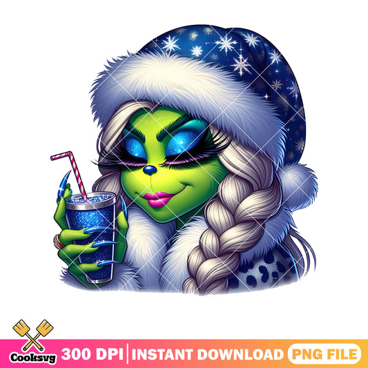 Grinch lady blue christmas png