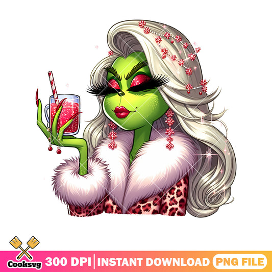 Grinch lady christmas vibe png