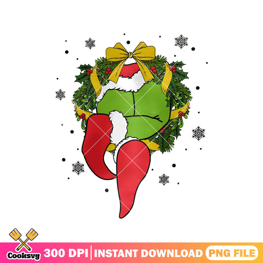 Grinch leg christmas circle png, christmas tree png, the grinch png
