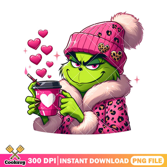 Grinch love drink coffee png design