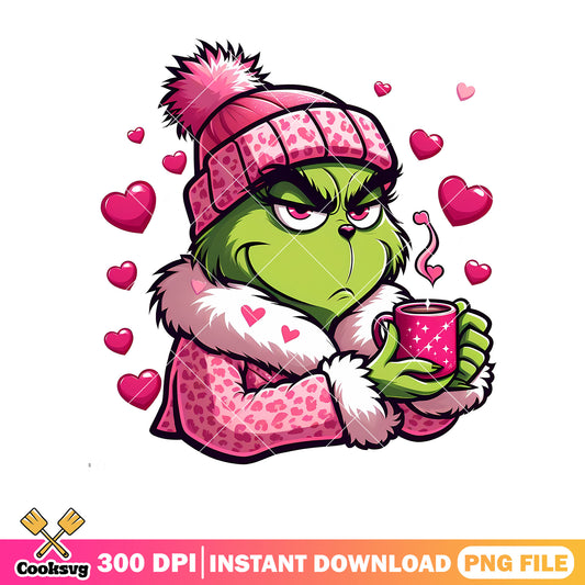 Grinch love pink christmas png