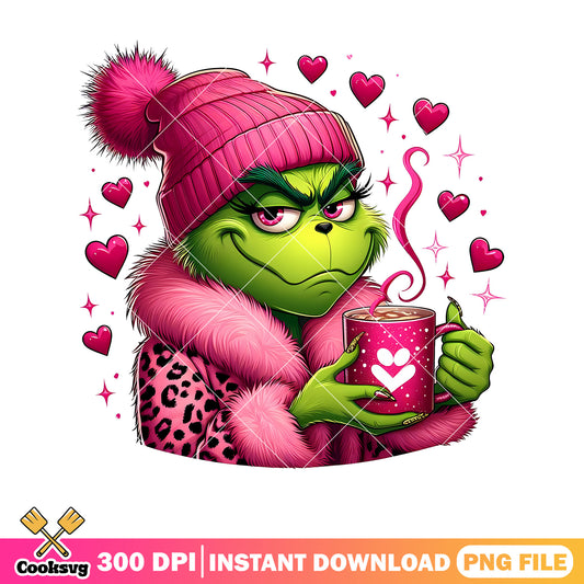 Grinch love pink christmas png design