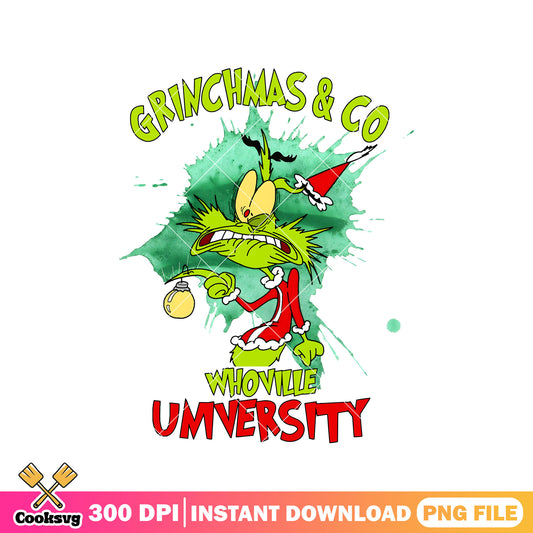 Grinchmas and co whoville design png, merry grinchmas png