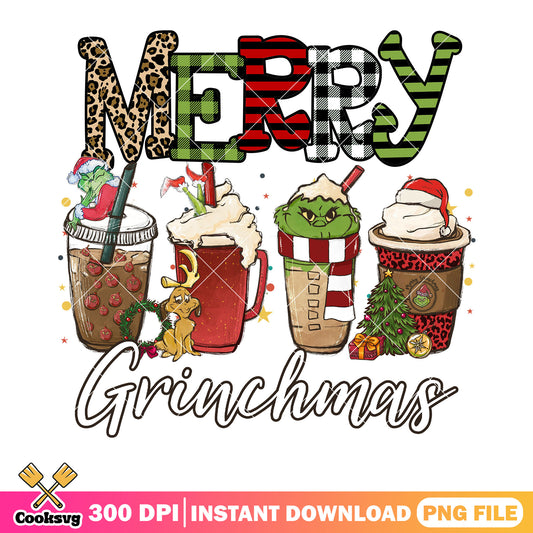 Grinchmas hot drink png, santa hat png, christmas wreath png