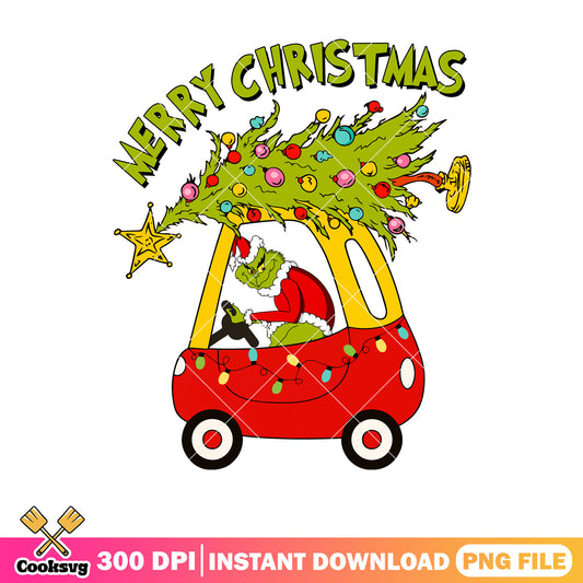 Grinch merry christmas car and tree png