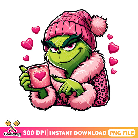 Grinch pink christmas drink png design