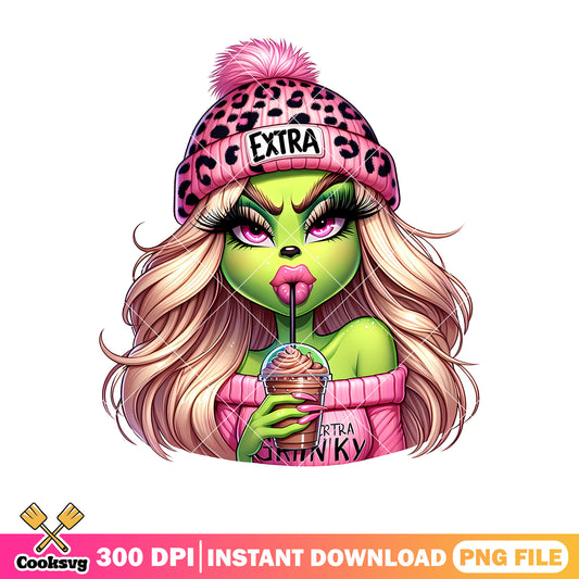 Grinch pink christmas extra png design