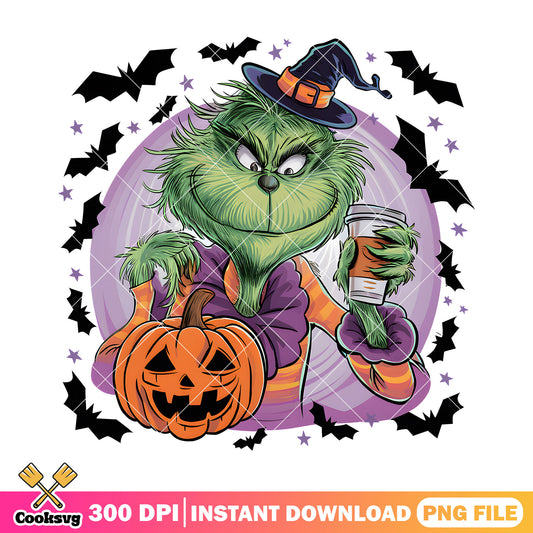 Grinch pumpkin ghost png, halloween movies png, halloween decor png