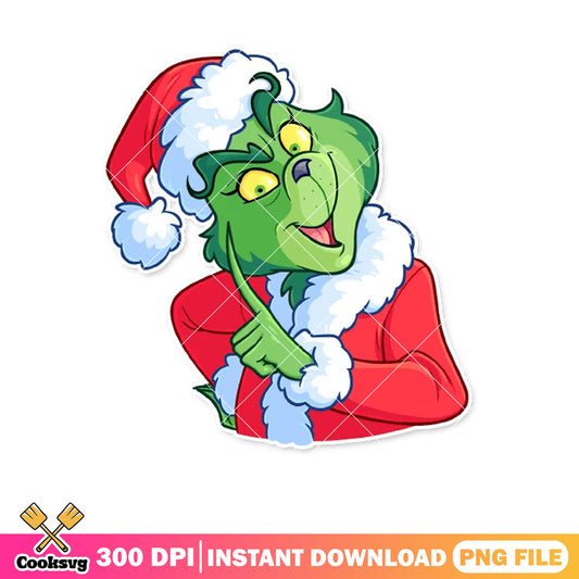 Grinch santa christmas vibe png, grinch santa costume​ png