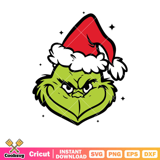 Grinch smile christmas hat svg