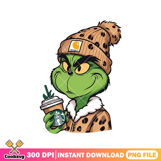 Grinch starbuck coffee vibes png design, starbucks coffee cups​ png