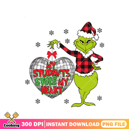 Grinch students stole my heart png, grinch stole christmas​ png